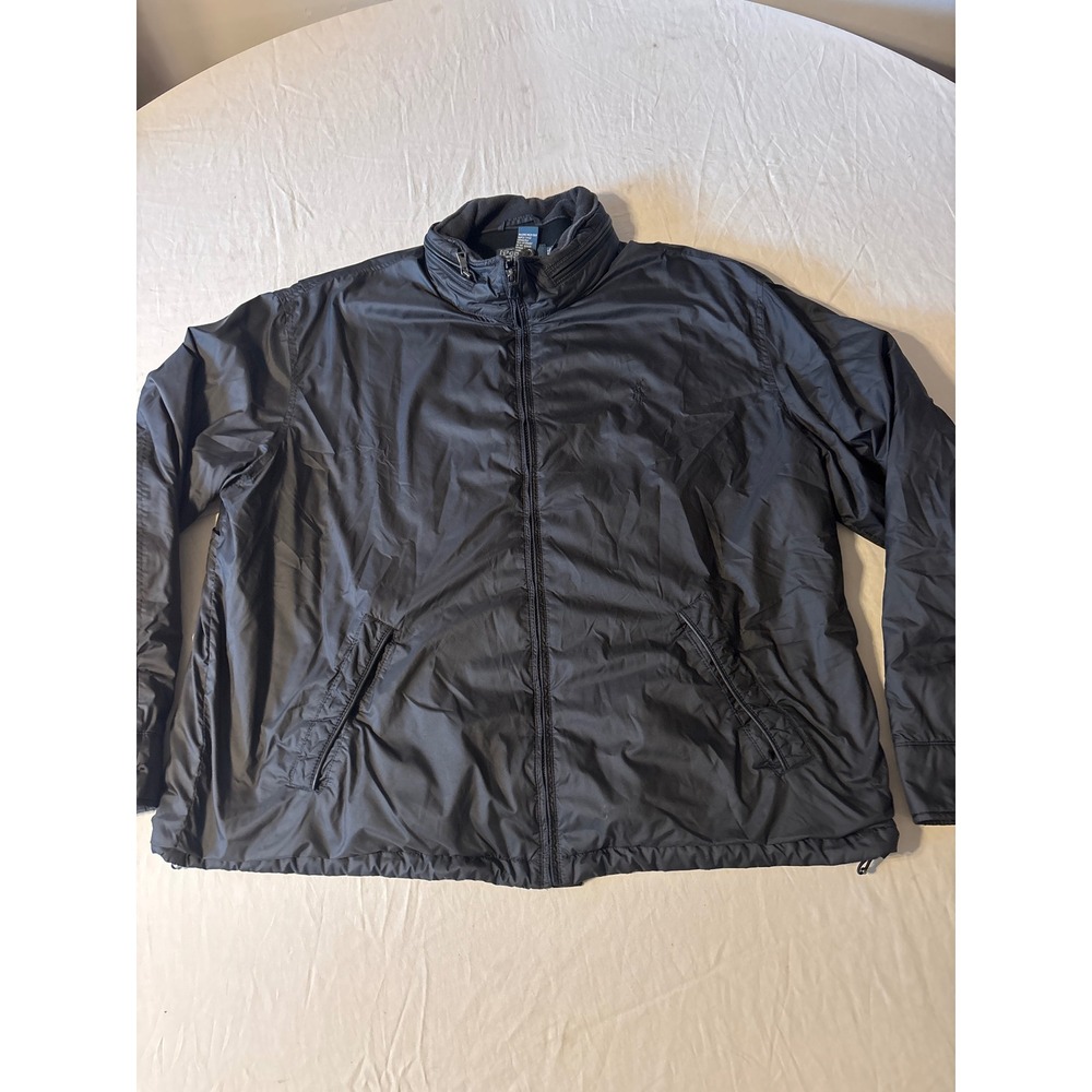 VTG Polo Ralph Lauren Windbreaker Mens XL Black Full Zip Hooded Jacket